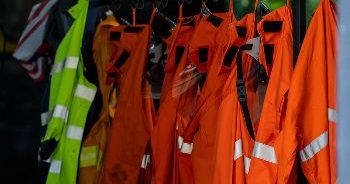 Rack of gear and equipment for firefighters.